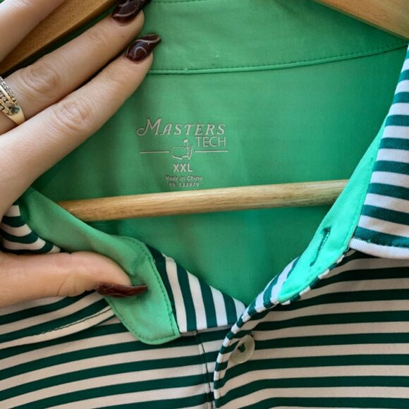 Masters Tech Golf Polo Shirt Green Stripes - Men's Size XXL - Picture 6 of 11